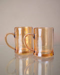Faceted Radiance Amber Glass Mug - Set of 2